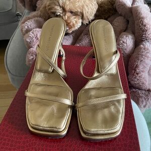 Tamara Mellon cushioned metallic gold heels
